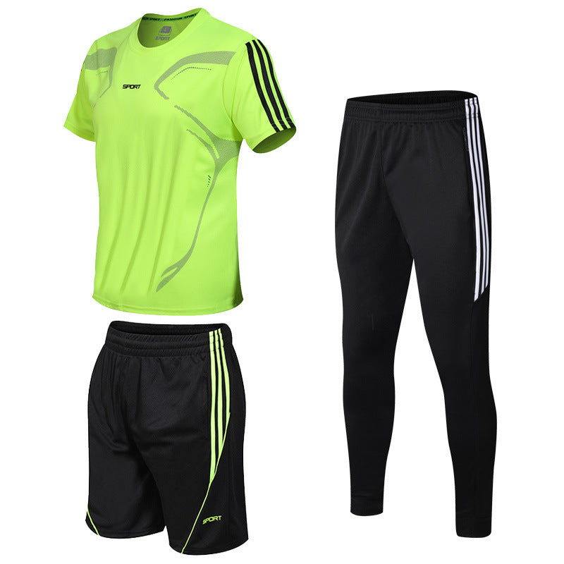 Sports Suit Men's Summer New Black Three-Piece Suit Youth Leisure Sports Men's Fitness Three-Piece Suit Trend