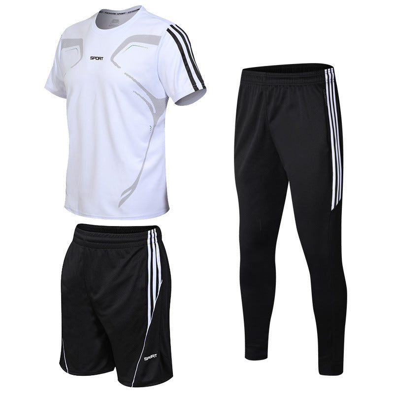 Sports Suit Men's Summer New Black Three-Piece Suit Youth Leisure Sports Men's Fitness Three-Piece Suit Trend