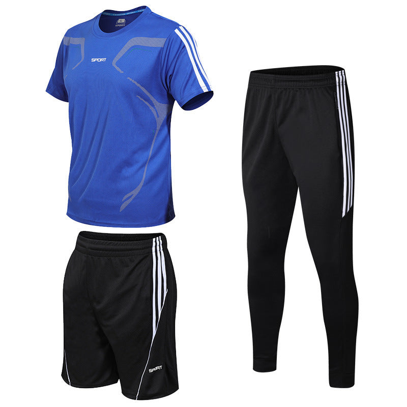 Sports Suit Men's Summer New Black Three-Piece Suit Youth Leisure Sports Men's Fitness Three-Piece Suit Trend