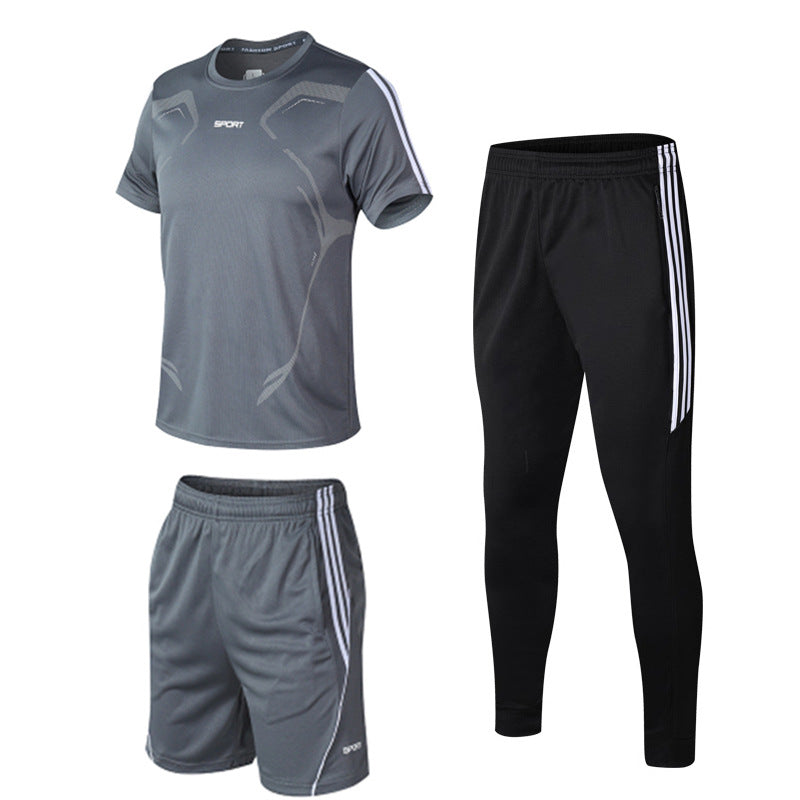 Sports Suit Men's Summer New Black Three-Piece Suit Youth Leisure Sports Men's Fitness Three-Piece Suit Trend