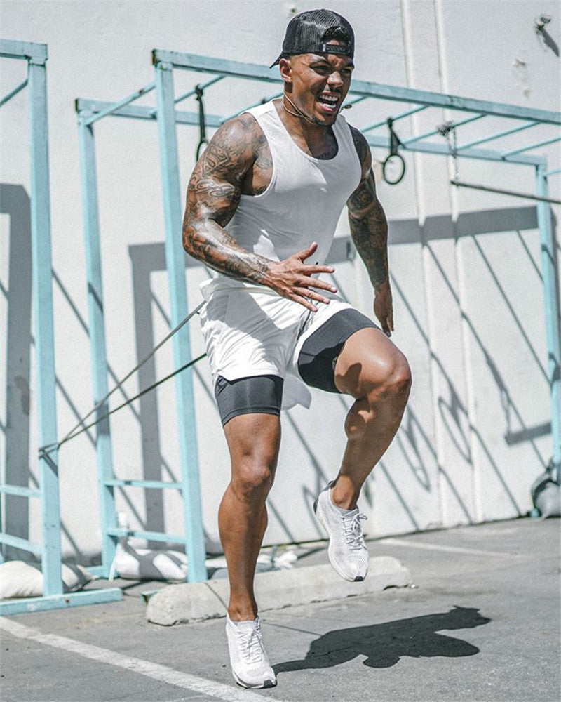 Summer Running Shorts Men 2 in 1 Sports Shorts