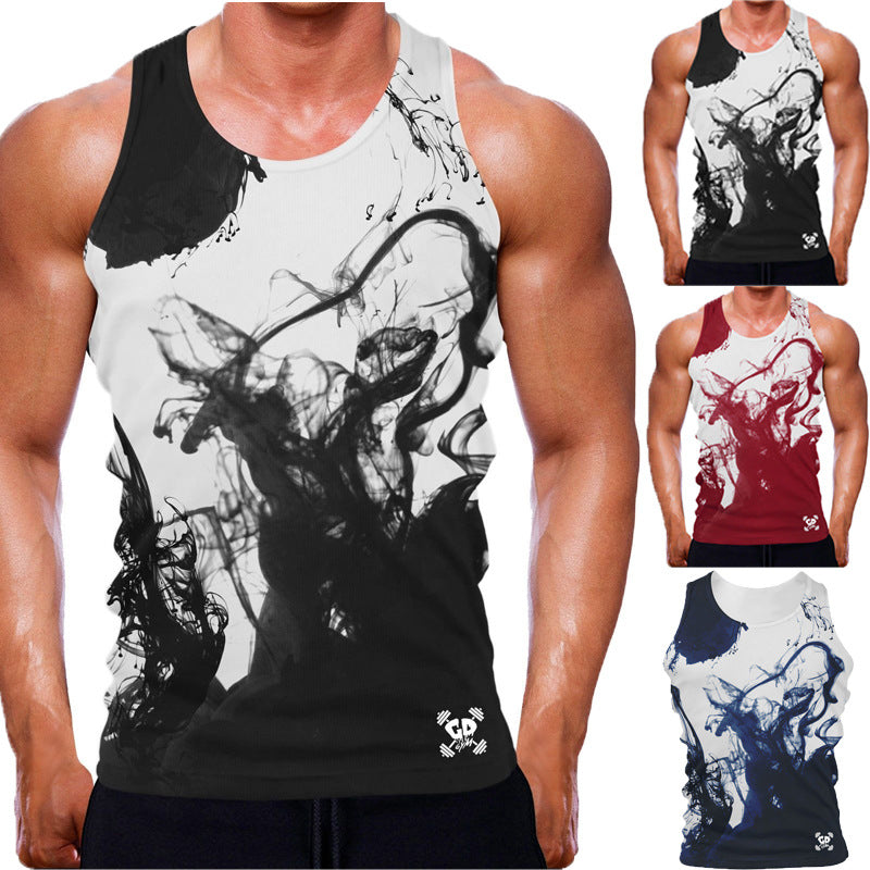 Men's Sleeveless 3d Printed Sports T Shirt