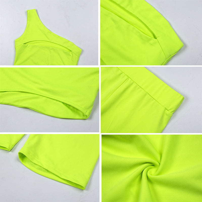One-shoulder vest five-pants yoga set