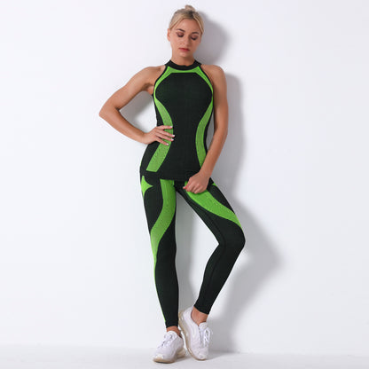 Seamless Striped Moisture Wicking Yoga Bra Set