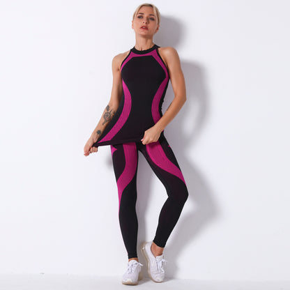 Seamless Striped Moisture Wicking Yoga Bra Set