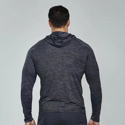 Men's Running Long Sleeved T-shirt Hooded Fitness Suit