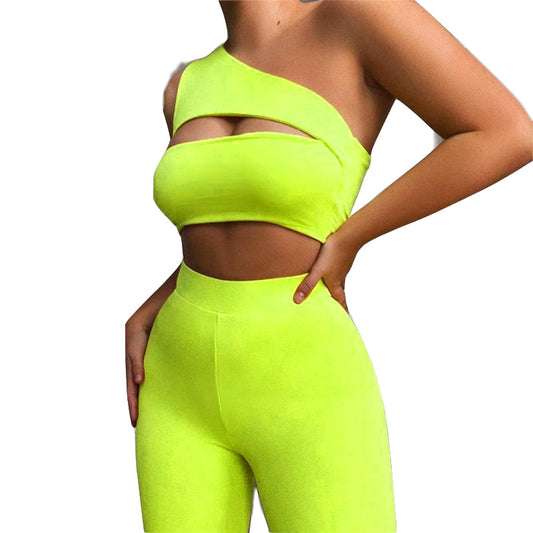 One-shoulder vest five-pants yoga set