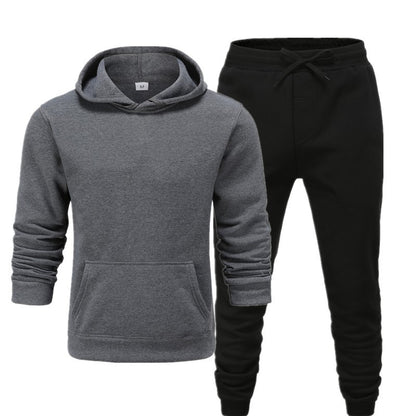 Men's Casual Sports Fitness Solid Color Sweater Suit